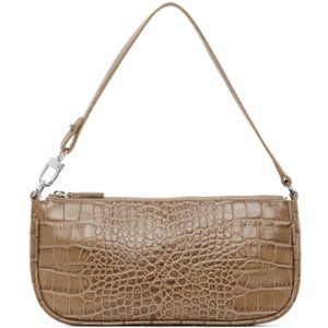 By Far Rachel Taupe Croc Embossed Leather Bag
